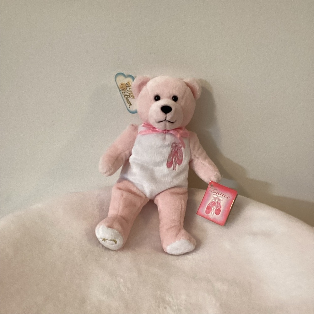 Ballerina Beanie Babies Pink and White Bear